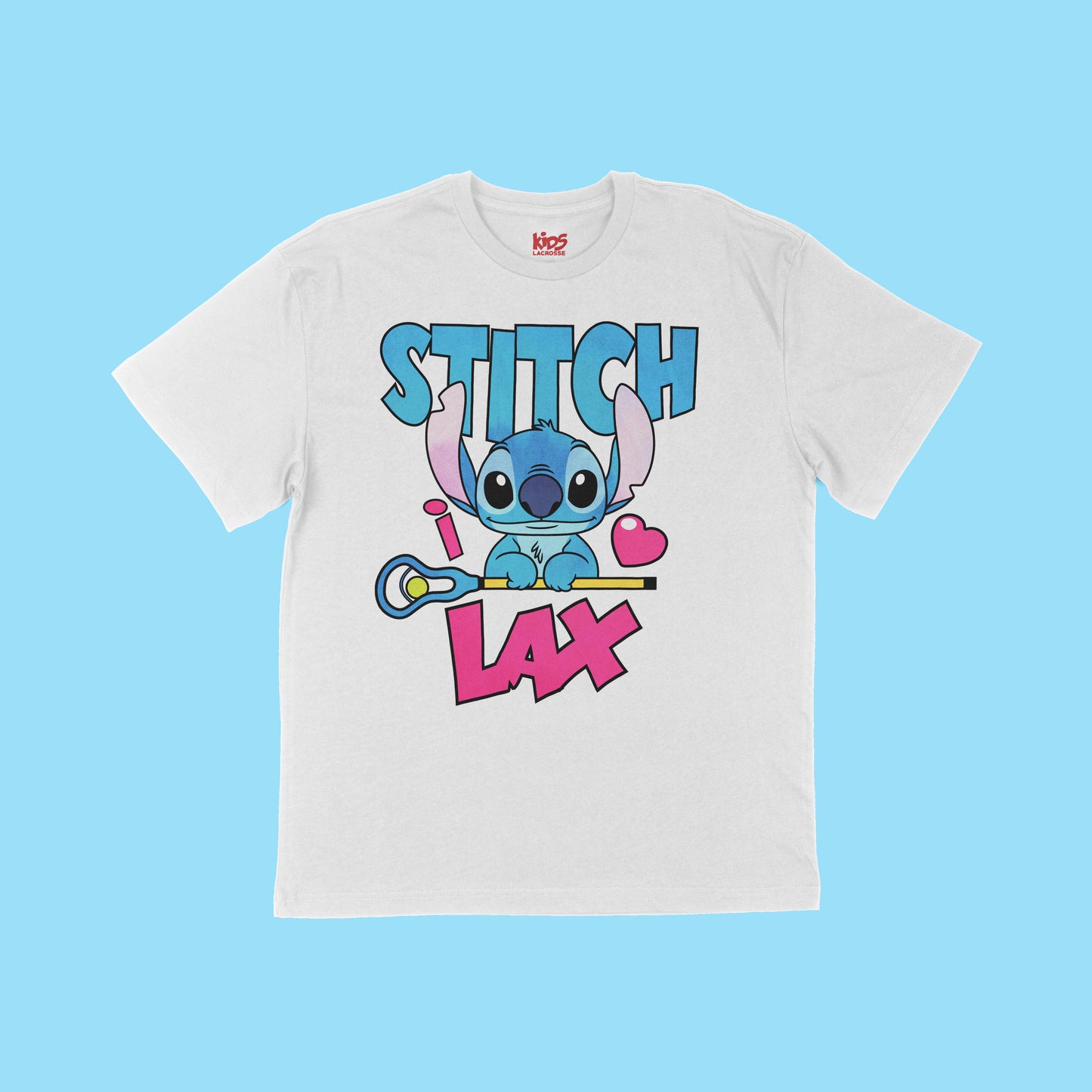π Kids Lacrosse x Lilo & Stitch β "I π LAX" Tie-Dye Tee