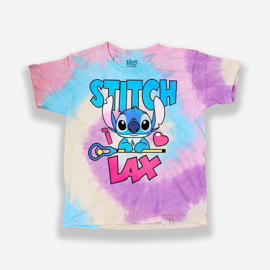 💜 Kids Lacrosse x Lilo & Stitch – "I 💗 LAX" Tie-Dye Tee